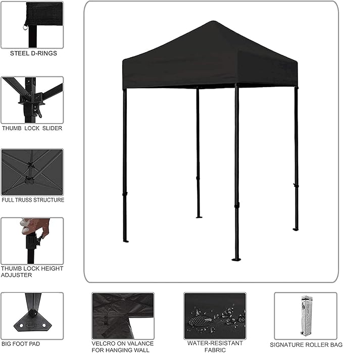 Eurmax USA 5x5ft Pop Up Canopy, Commercial Instant Tent for Outdoor Events, Patented No-Tip Rolling Storage Bag with 4 Sandbags, UV & Water Resistant, Heavy Duty Portable Shelter Gazebo,Burgundy