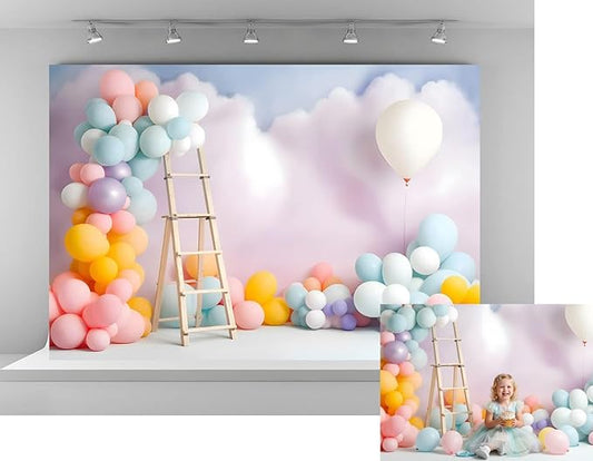 Kate Birthday Party Backdrops Balloons Decorations Cake Smash Cloud Photography Background 7x5ft