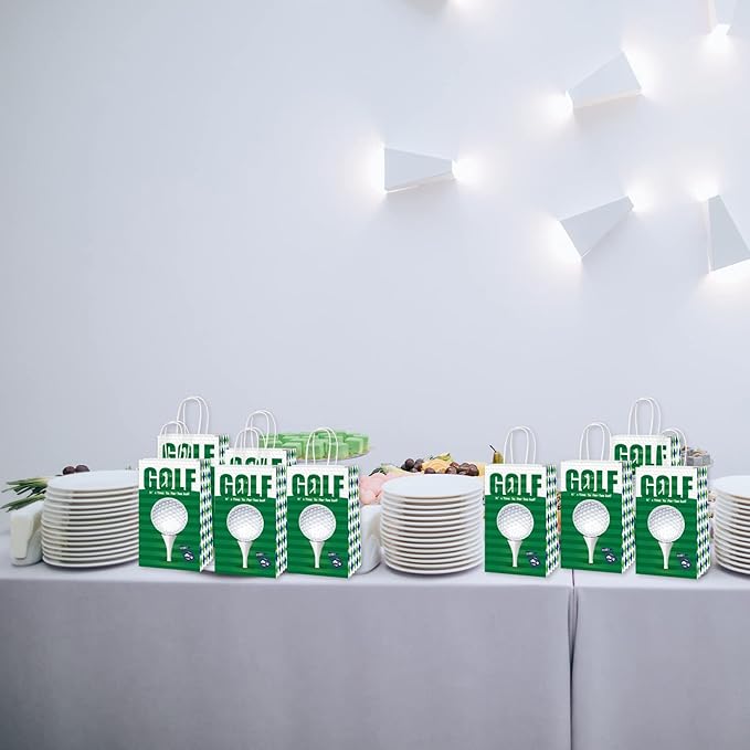 gisgfim 12 Pieces Golf Party Favor Bags Golf Birthday Goodie Treat Paper Bags Golfs Party Supplies Decorations for Baby Shower Birthday Gifts