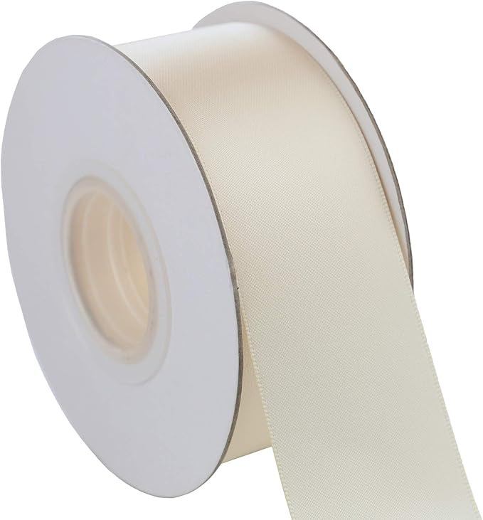 ITIsparkle 11/2" Inch Double Faced Satin Ribbon 25 Yards-Roll Set for Gift Wrapping Party Favor Hair Braids Hair Bow Baby Shower Decoration Floral Arrangement Craft Supplies, Ivory Ribbon