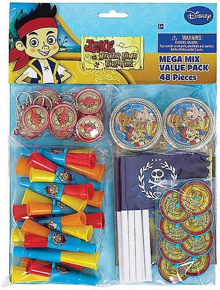 Disney© Jake And The Never Land Pirates Birthday Party Mega Mix Assorted Favor Kit, Pack Of 48, Pack Of Assorted Items , 11" X 9" (Pkg. Size), Plastic