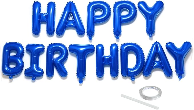 Dark Blue Happy Birthday Balloon Banner Set -16 Inch Foil Letters Balloons, Reusable Birthday Decorations and Party Supplies, Suitable for Men and Women's Birthday Decorations，Party Backdrop