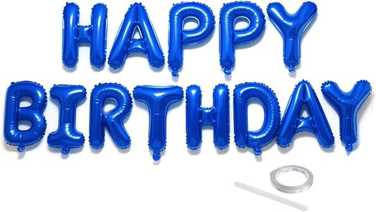 Dark Blue Happy Birthday Balloon Banner Set -16 Inch Foil Letters Balloons, Reusable Birthday Decorations and Party Supplies, Suitable for Men and Women's Birthday Decorations，Party Backdrop
