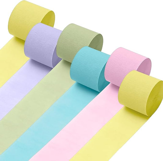 Pastel Colourful Crepe Paper Streamers 6 Rolls 32ft Donut Party Supplies Easter Birthday Baby Shower Sweet Shop Decorations