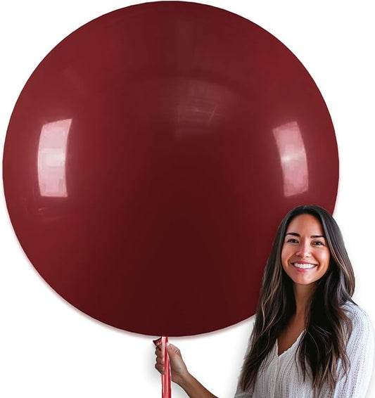 PartyWoo Burgundy Balloons 4pcs 36 Inch Dark Red Maroon Ruby Red Latex Helium Balloons for Graduation Valentine's Day Wedding Anniversary Casino Citizenship Christmas Party Decorations Red-Y75