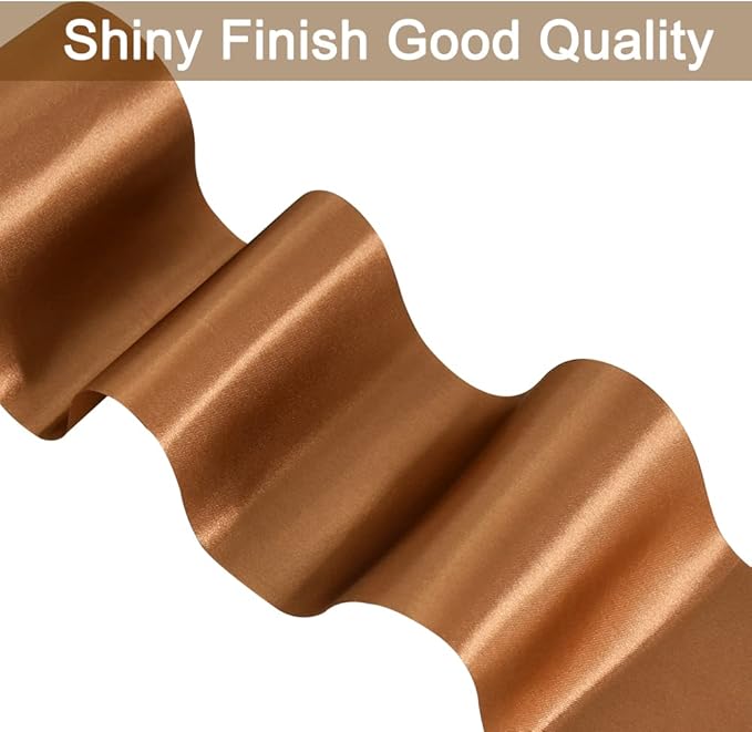 TONIFUL 4 Inch Wide Coffee Brown Solid Satin Ribbon 22yd Fabric Large Ribbon for Cutting Ceremony Grand Opening Chair Sashes Table Hair Car Bows Floral Craft Sewing Wrapping Wedding Party Decoration
