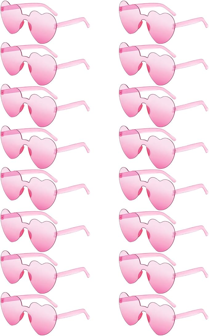 Matcheck 16 Heart Shaped Rimless Sunglasses Transparent Candy Colored Glasses Frameless Party Eyewear for Women