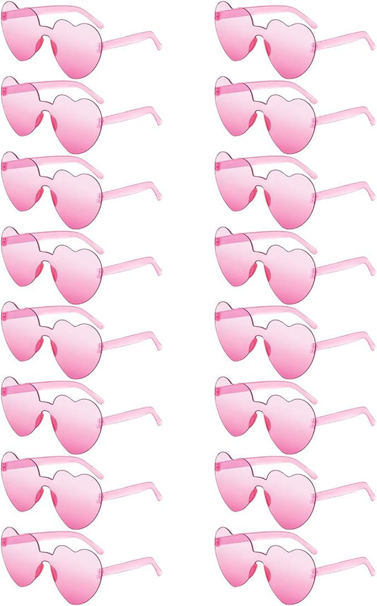 Matcheck 16 Heart Shaped Rimless Sunglasses Transparent Candy Colored Glasses Frameless Party Eyewear for Women