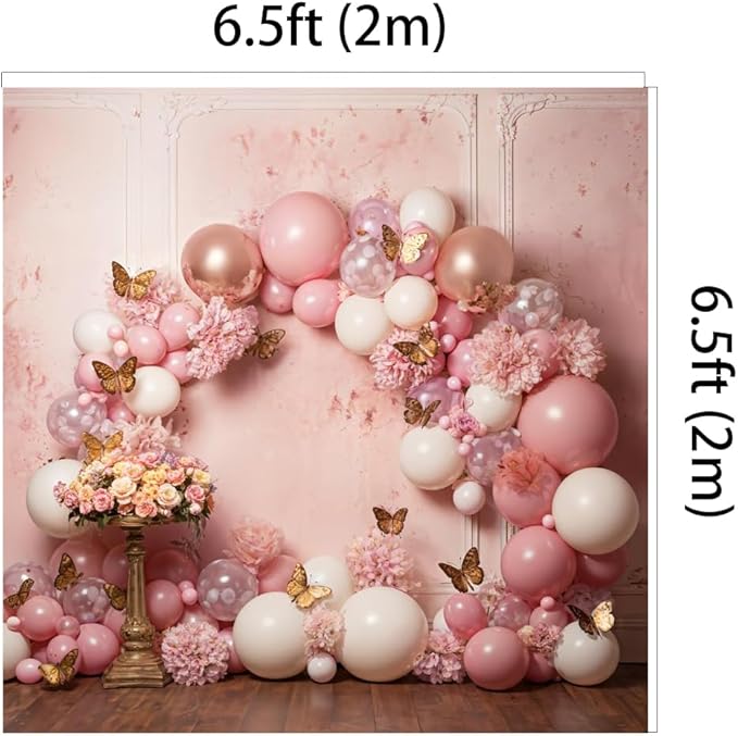 Kate 6.5x6.5ft Sweet 1st Birthday Backdrops for Photography Colorful Balloons Background Butterflies with Flowers Backgrounds Sweet Baby Birthday Party Decoration Studio Backdrop