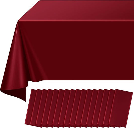 16 Pack Maroon Plastic Tablecloth for Rectangle Tables, Premium Decorative Burgundy Disposable Table Cloths for Parties, Rectangle Party Table Cover for Birthday Anniversary Graduation, 54x108 Inch