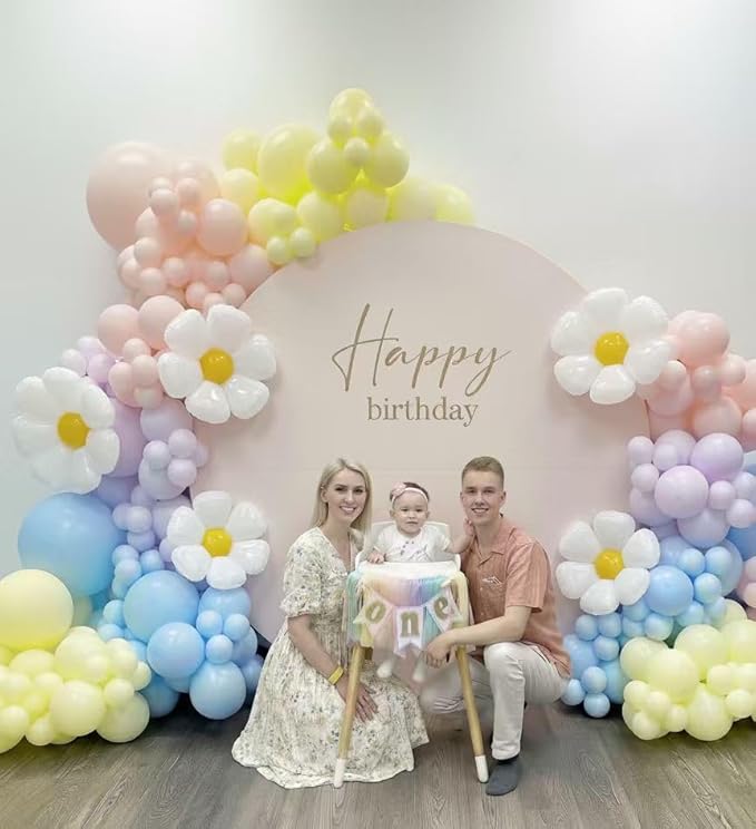 Daisy Pastel Balloon Garland Kit 171Pcs Pastel Macaron Balloon Arch Kit with Daisy Flower Balloons for Birthday Baby Shower Boho Mothers Day Spring Daisy Floral Theme Party Decorations