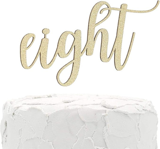 8th Birthday Cake Topper - eight - Double Sided Glitter - Premium quality Made in USA