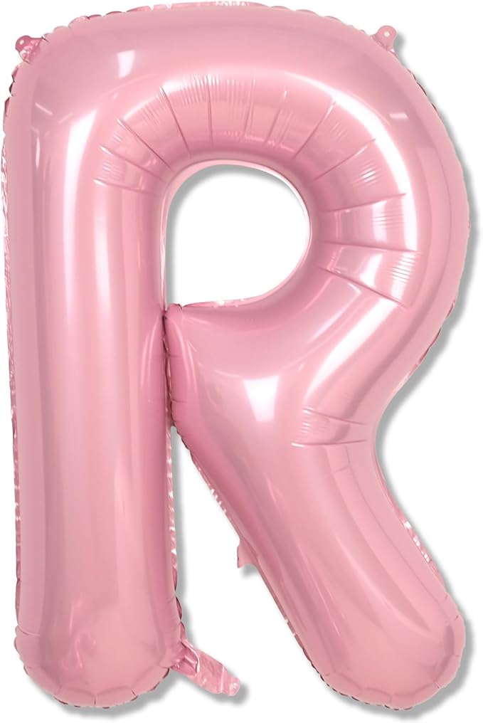Big Letter Balloon - 40" Pastel Pink Mylar Helium Alphabet Customize Name Balloon, Self Inflating Baby Pink Foil R Custom Letter Balloon for Girl Women Birthday Party Baby Shower Decoration