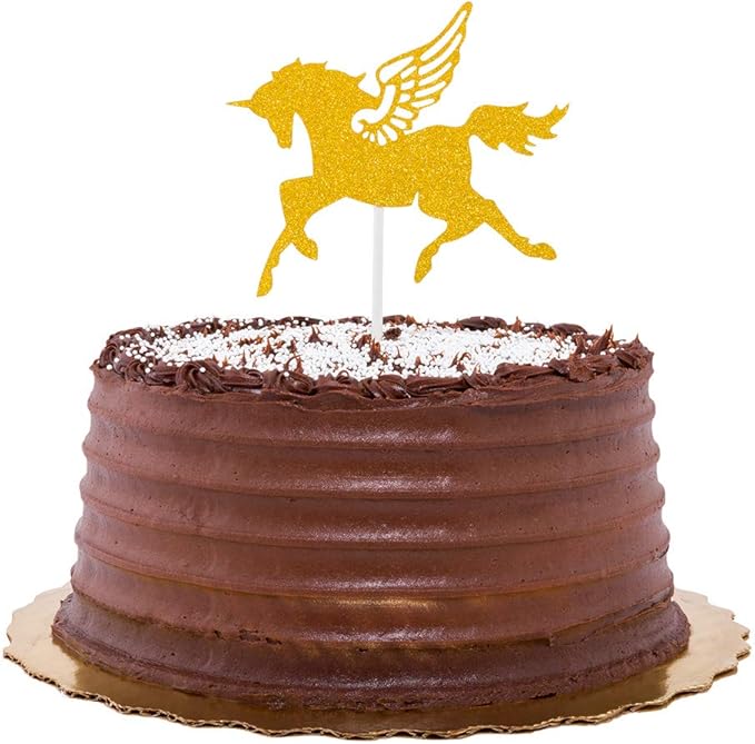 Restaurantware Top Cake 6 X 4.3 Inch Cake Toppers 10 Unicorn Design Cake Topper Inserts - Sturdy With Glitter Detail Gold Paper Cake Decoration Birthday Baby Shower Wedding Supplies