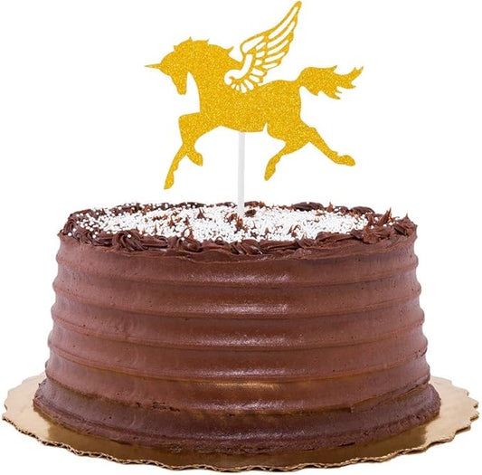 Restaurantware Top Cake 6 X 4.3 Inch Cake Toppers 10 Unicorn Design Cake Topper Inserts - Sturdy With Glitter Detail Gold Paper Cake Decoration Birthday Baby Shower Wedding Supplies