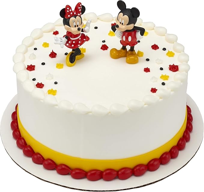 DecoSet® Disney Mickey Mouse and Minnie Mouse Cake Topper, 2-Piece Topper Set, Durable Food-Safe Plastic