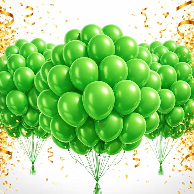 Green Balloons 100 Pack, 12 Inch Latex Party Balloons, Round Helium Light Green Balloons for Birthday Jungle Themed Bridal Shower Christmas Celebration Decorations