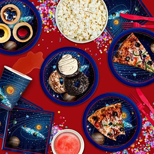 Solar System Outer Space Birthday Party Supplies Set Plates Napkins Cups Tableware Kit for 16