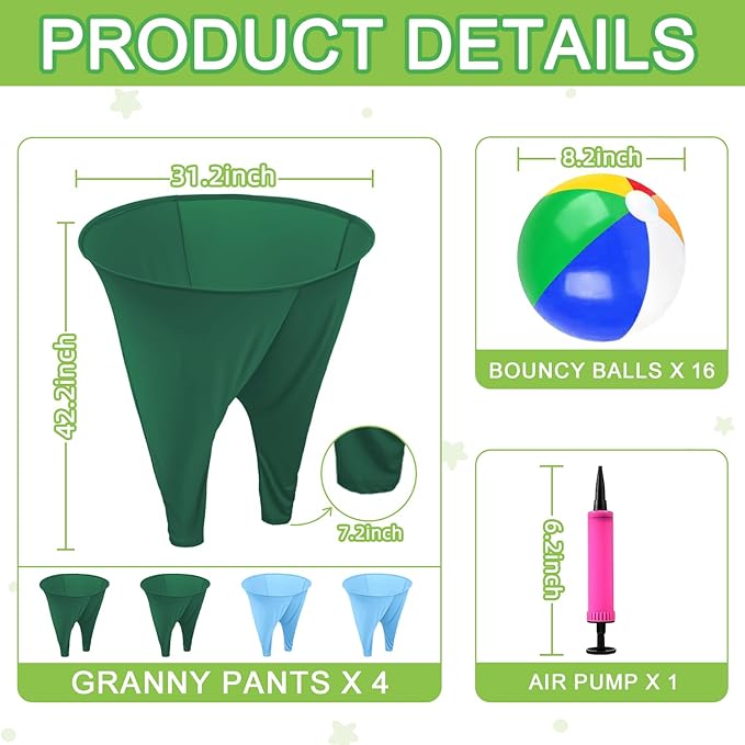 Granny Pants Yard Game Freaky Party Games Pants with Bouncy Balls and Air Pump Oversized Granny Pants Outdoor Game for Adults and Family Interactive Throwing Game for Group Gatherings