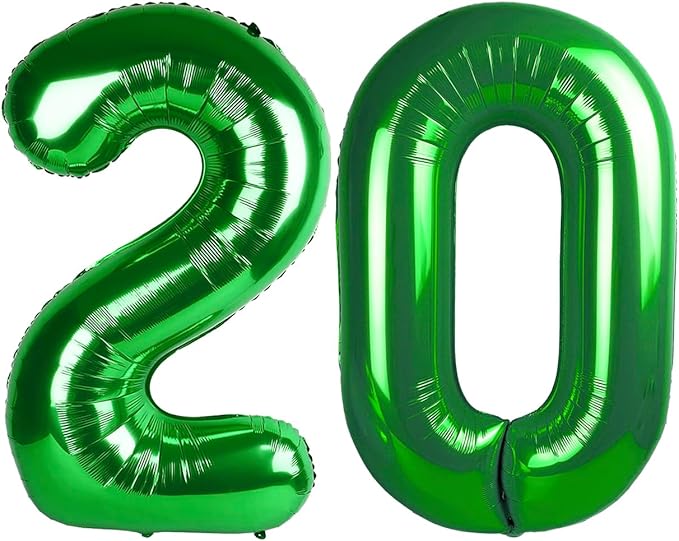 40 Inch Dark Green Number Balloon, Large Happy 20th Birthday Decorations for Women, Foil Balloon Number for Wedding Marriage Proposa Big Events Family Reunions Party Supplies