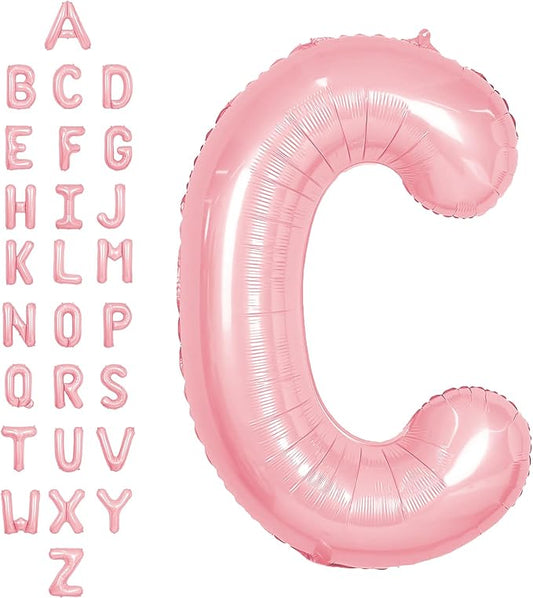 SUWEN 40 Inch Pink Large C Letter Balloons Big Foil Helium Letter Balloons A-Z Jumbo Mylar Happy Birthday Party Decorations for Girl Anniversary Party Supplies