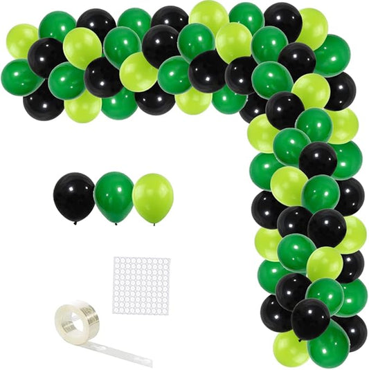 Green Black Balloon Garland Arch Kit - Dark Green, Lime Green Black Balloons for Soccer Camo Video Gamer Jungle Birthday Baby Shower 2026 Graduation Prom Party Decorations