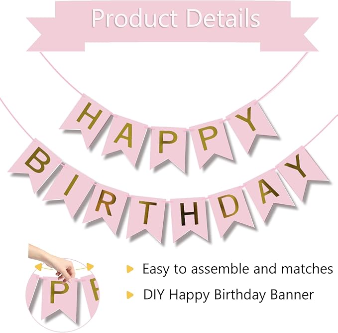 Happy Birthday Banner Party Banner Birthday Hanging Decoration for Women Men Girls Boys Adults Pets Party Backdrop Wall Decor Party Supplies