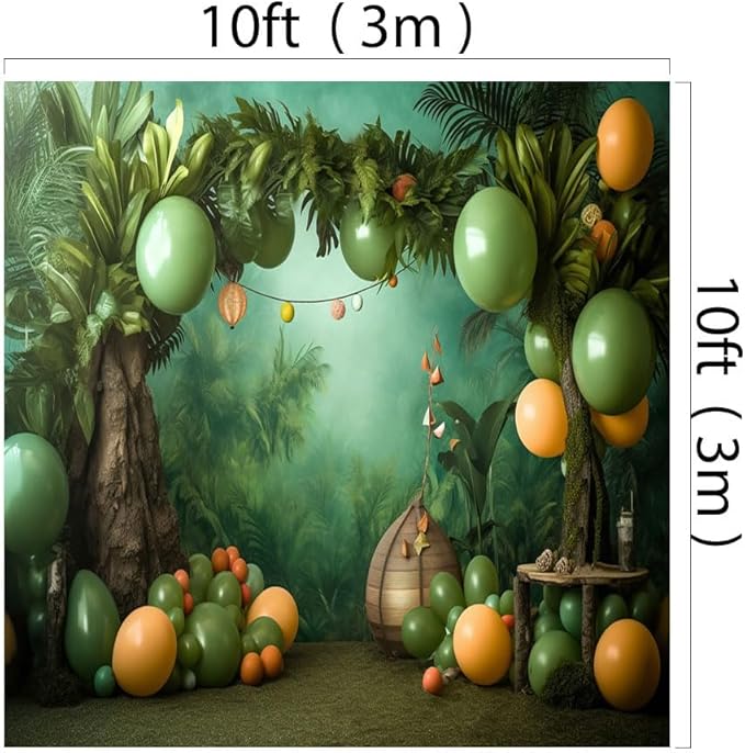 Kate Cake Smash Forest Balloon Backdrop Children Birthday Party Fabric Printed Seamless Background Photography Studio Prop 10x10ft
