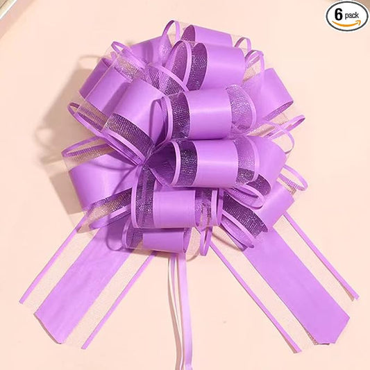 6 Pieces Gift Bow,Purple Gift Bow,6 inches Christmas,Party Birthday Gift Wedding Ribbon Bows for Wrapping Boxes or Flower Decorations,Valentine's Day Gift Decorations(Lilac Purple)