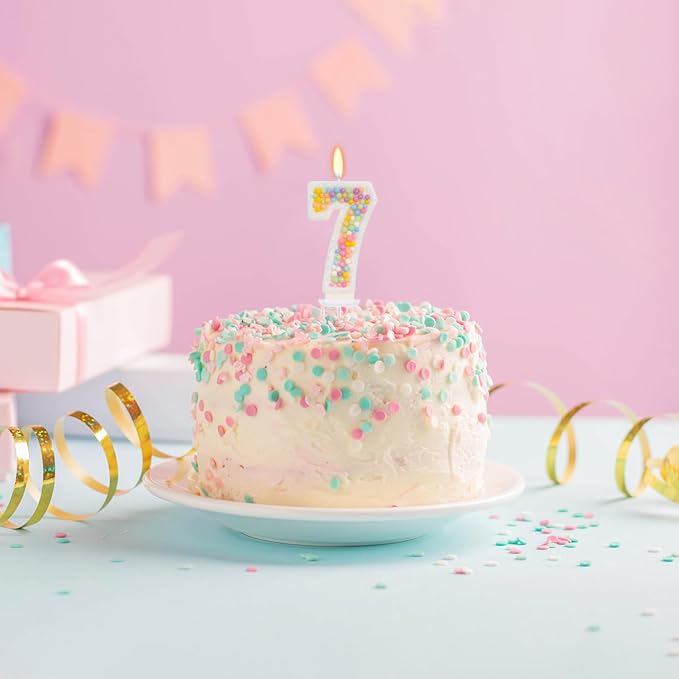 Number 7 Birthday Candle - Colorful Macaron Candles, 7 Candle Birthday Girl Women, Sweet Theme Birthday Party Supplies, Anniversary Party Cake Decorations