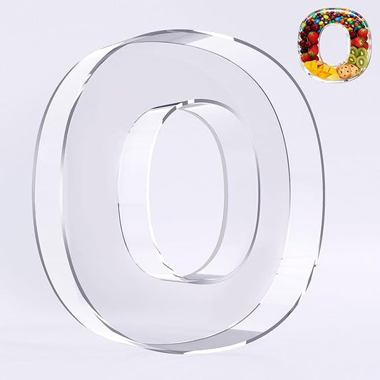 Ledido 10’’ Acrylic Letter Charcuterie Board Box, Reusable Fillable Serving Tray for Candy Cake Fruit Snack, Easy-Clean Acrylic Charcuterie Tray for Birthday Anniversary Party Decorations, Letter O