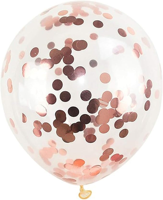 KIRIKOU Pack of 24 Pieces Confetti Balloons 12 Inch Latex Party Balloons for Party Decorations, Wedding, Engagement, Bridal, Birthday and Shower (Rose Gold)