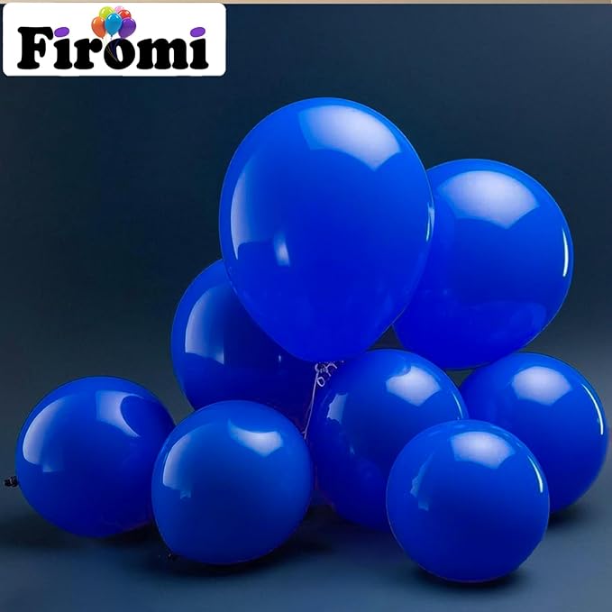 Firomi Small Royal Blue Balloons 5-inch 100 Pack Helium Shiny Round Blue Thicken Latex Balloon for Wedding Birthday (with 2 Ribbons)