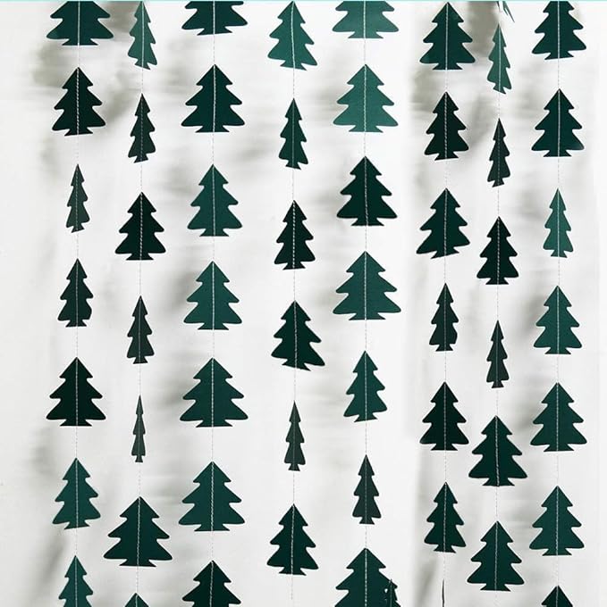Cheerland Dark Green Pine Tree Garland Camping Decorations Woodland Theme Baby Shower One Happy Camper Birthday Party Decoration Camp Classroom Decor Hanging Glamping Streamers Bday Photo Backdrop