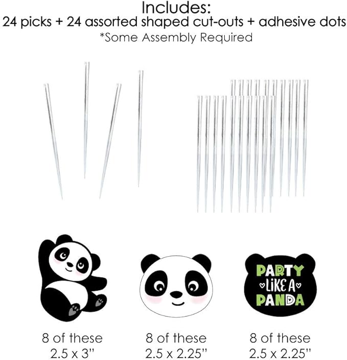 Big Dot of Happiness Party Like a Panda Bear - Dessert Cupcake Toppers - Baby Shower, Birthday Party Clear Treat Picks - Set of 24