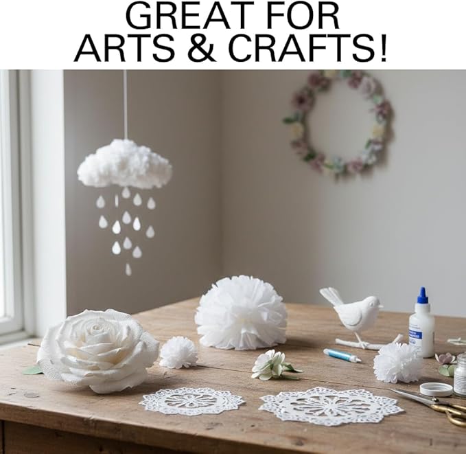 White Streamers 4 Rolls, 328 Ft White Crepe Paper, Streamer Party Decorations for Birthday, Wedding, Showers (1.8 in x 82 ft/Roll)