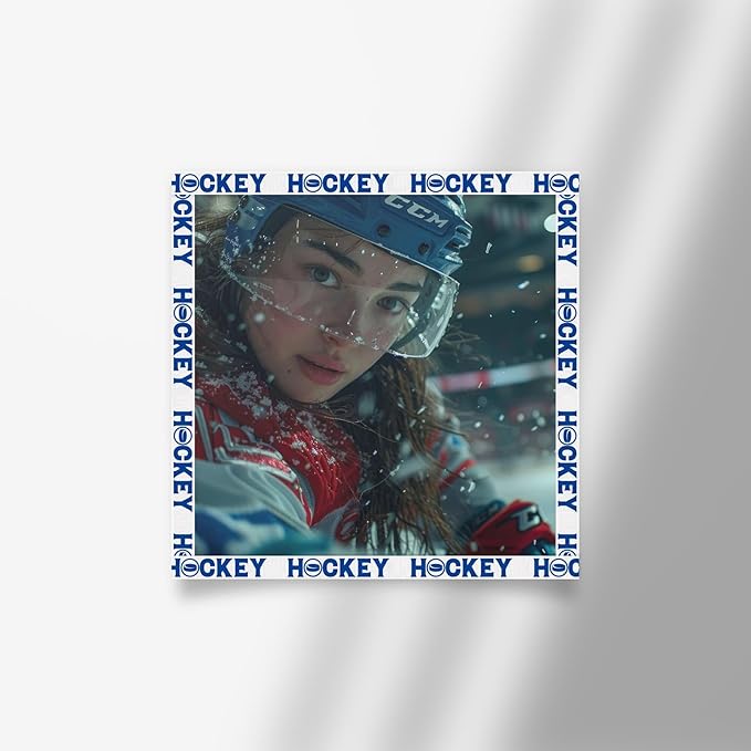 Hockey Ribbon, 6 Pack (5/8 Inch x 3 Yards Each), Ice Hockey Grosgrain Ribbons, Sports Player Silhouette Pattern with Snowflake Design for Hair Bow,Team Party Decorative, Sports Gift Wrapping