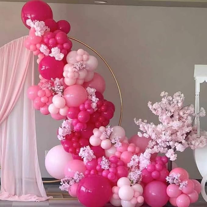 YMSZ Pink Balloon Garland Arch Kit, Hot Pink Balloons Metallic Balloon for Birthday,Princess, Wedding, Baby Shower, Valentine's Day Party Decorations