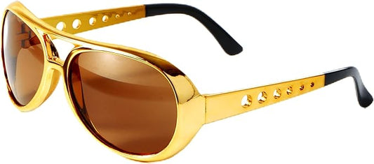 Spooktacular Creations Gold Sunglasses Disco Glasses, 50’s 60’s 70's Glasses for Halloween Party Costume Rockstar Accessories, Gold Celebrity Sunglasses for women and men
