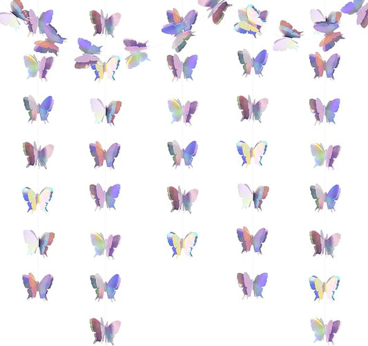 Butterfly Decorations, Butterfly Birthday Decorations for Wedding Baby Shower Birthday Party Decorations Iridescent Pack of 4