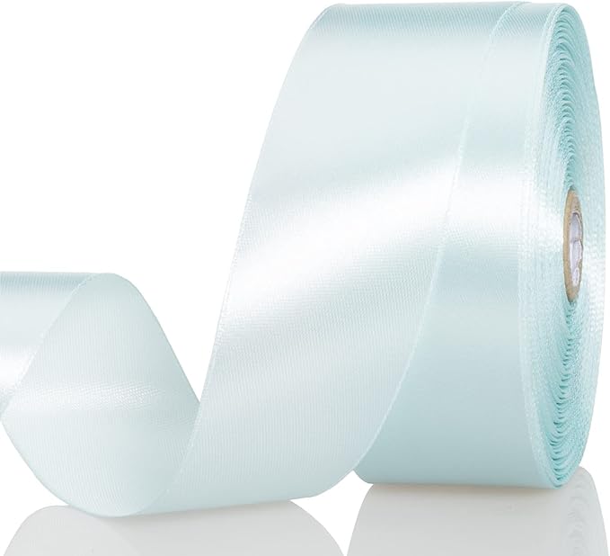 YASEO 1 1/2 Inch Light Blue Solid Satin Ribbon, 50 Yards Craft Fabric Ribbon for Gift Wrapping Floral Bouquets Wedding Party Decoration