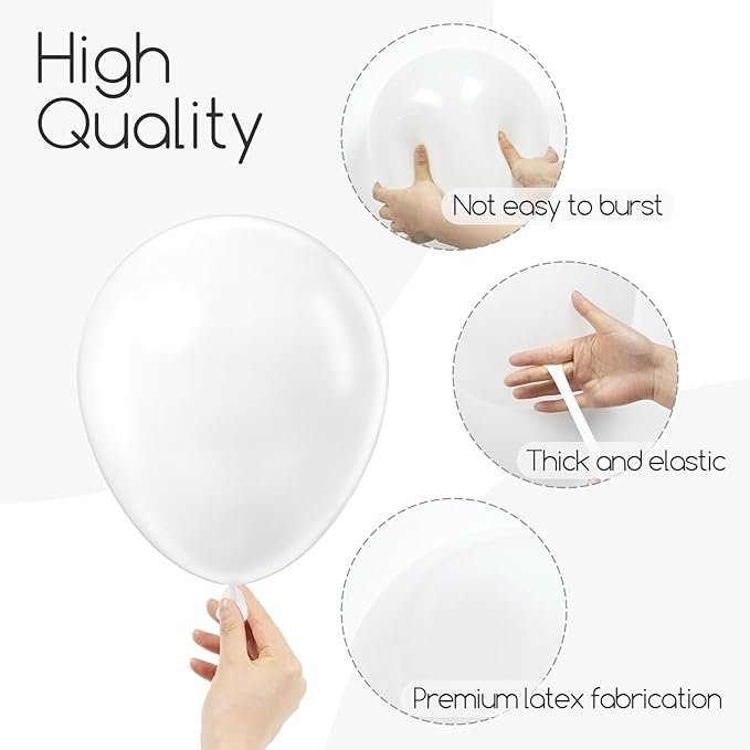 Awenztech 120pcs White Balloon Arch Kit, 18 12 10 5 inch White Latex Balloons Different Sizes Balloon Garland for Engagement Bachelorette Bridal Shower Wedding Party Birthday Decorations