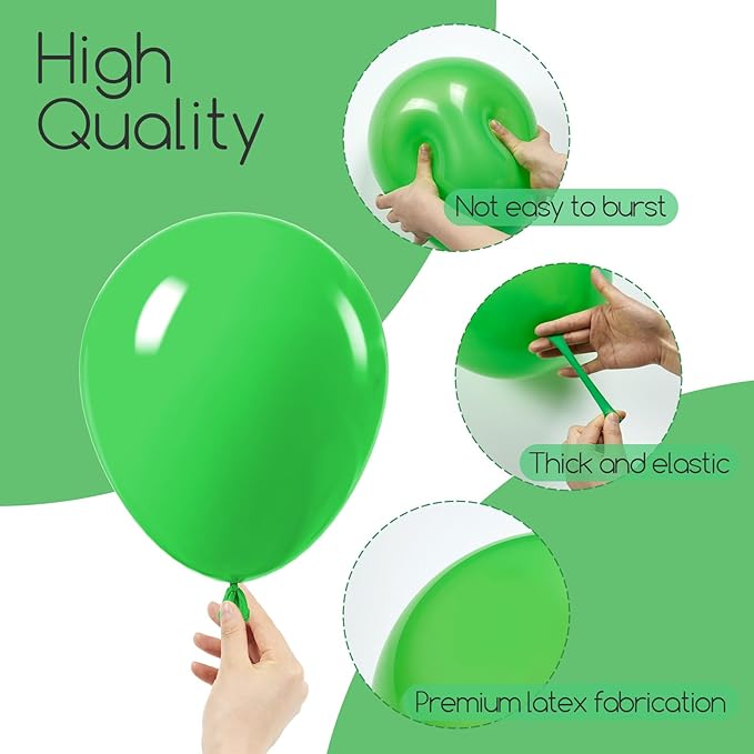 Awenztech 120pcs Green Balloon Arch Kit, 18 12 10 5 inch Green Latex Balloons Different Sizes Balloon Garland for Birthday Baby Shower Tropical Party Decorations