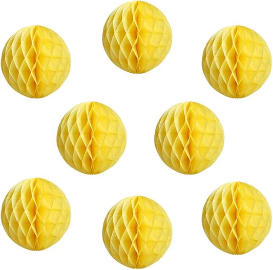 8pcs 10 inch Paper Honeycomb Balls Decorative Tissue Pom Poms Flower Art Hanging Balls for Birthday Wedding Nursery Baby Shower Home Decor (10inch, Yellow)
