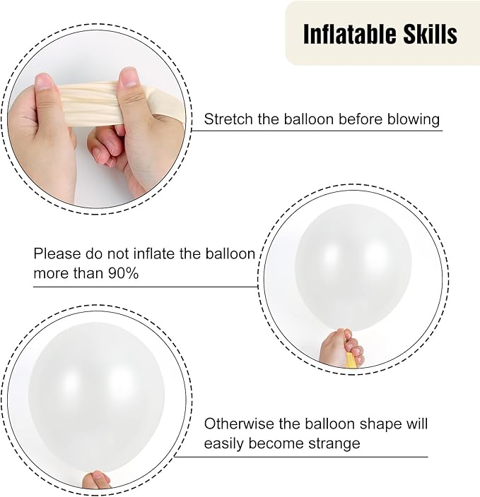 RUBFAC 135pcs Pearl White Balloons, Latex Balloon Different Sizes 18 12 10 5 Inch for Garland Arch Wedding Engagement Anniversary Bridal Baby Shower Birthday Party Decoration