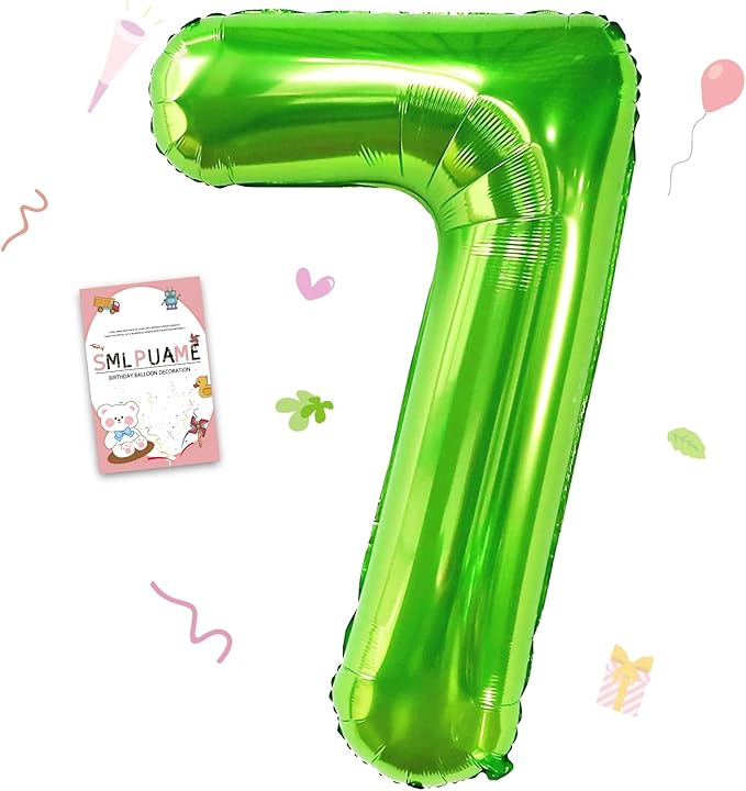 40 inch Number Balloon 0-9 Green Large Number 7 Balloons,Digital Balloons for Birthday Party Celebration Decorations Supplies, Helium Foil Number Balloons for Wedding Anniversary