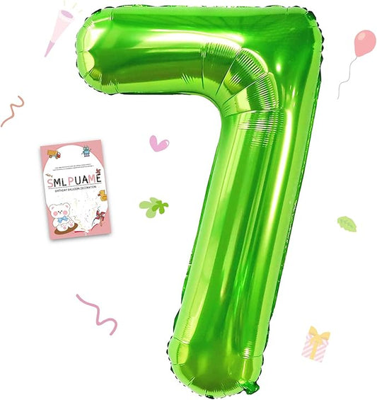 40 inch Number Balloon 0-9 Green Large Number 7 Balloons,Digital Balloons for Birthday Party Celebration Decorations Supplies, Helium Foil Number Balloons for Wedding Anniversary