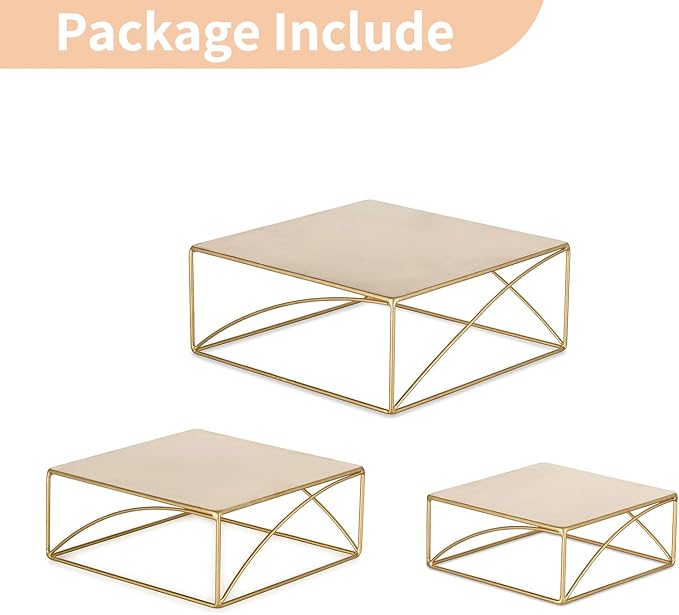 NUPTIO Cake Stand Dessert Display: Gold Cupcake Stands Set of 3 Metal Food Risers for Buffet Table Pedestal Serving Tray for Wedding Anniversary Reception Ceremony Modern Plant Stand 8 10 12 Inch