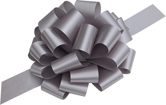 Large Silver Gift Pull Bows - 9" Wide, Set of 6, Christmas Gift Bows, Anniversary, School Dance, New Year's Eve, Reception, Birthday, School Dance, Fundraiser, Wedding