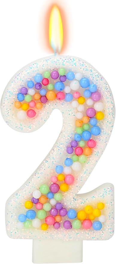 Birthday Candles - Number 2 Candle, Colorful Macaron Candles, Birthday Candles for Boys/Girls, Cake Decorations, Theme Party Supplies